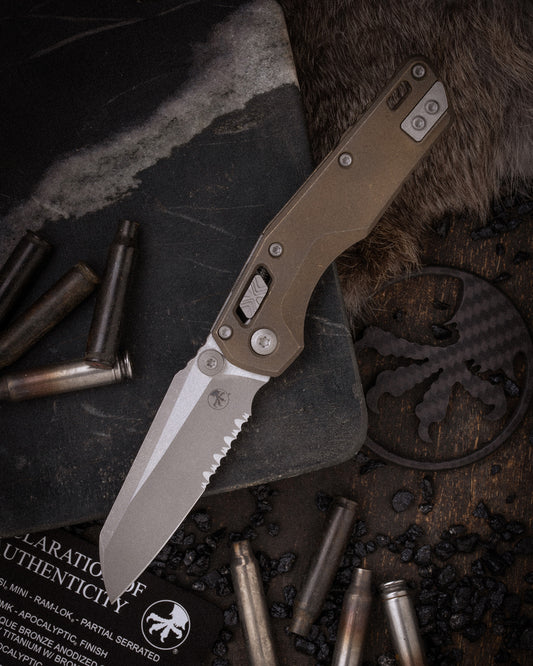 MSI® RAM-LOK® MINI PARTIAL SERRATED MARFIONE SELECT APOCALYPTIC® FINISH ANTIQUE BRONZE ANODIZED SLAB SIDE TITANIUM W/ BRONZE TITANIUM ACCENT APOCALYPTIC® STAINLESS (210M-11APMS3)