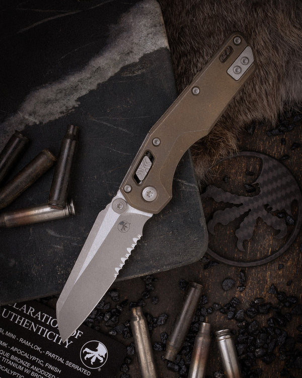 MSI® RAM-LOK® MINI PARTIAL SERRATED MARFIONE SELECT APOCALYPTIC® FINISH ANTIQUE BRONZE ANODIZED SLAB SIDE TITANIUM W/ BRONZE TITANIUM ACCENT APOCALYPTIC® STAINLESS (210M-11APMS3)