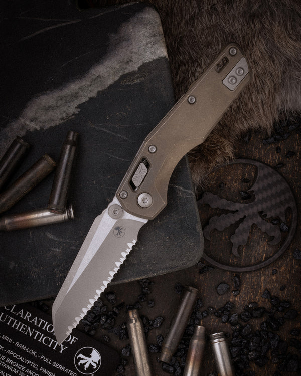 MSI® RAM-LOK® MINI FULL SERRATED MARFIONE SELECT APOCALYPTIC® FINISH ANTIQUE BRONZE ANODIZED SLAB SIDE TITANIUM W/ BRONZE TITANIUM ACCENT APOCALYPTIC® STAINLESS (210M-12APMS3)