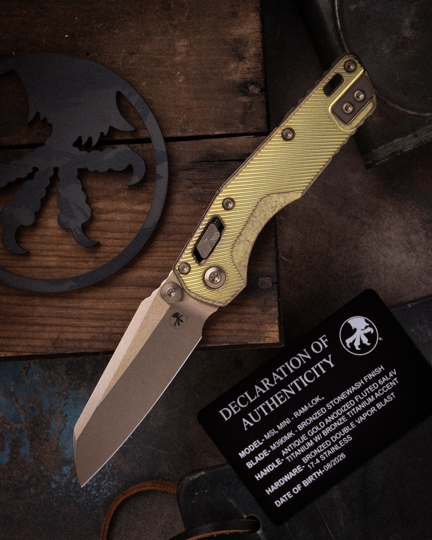 MSI® RAM-LOK® MINI MARFIONE SELECT BRONZED STONEWASH FINISH ANTIQUE GOLD ANODIZED FLUTED TITANIUM W/ BRONZE TITANIUM ACCENT DOUBLE VAPOR BLAST STAINLESS (210M-13FLMS4)