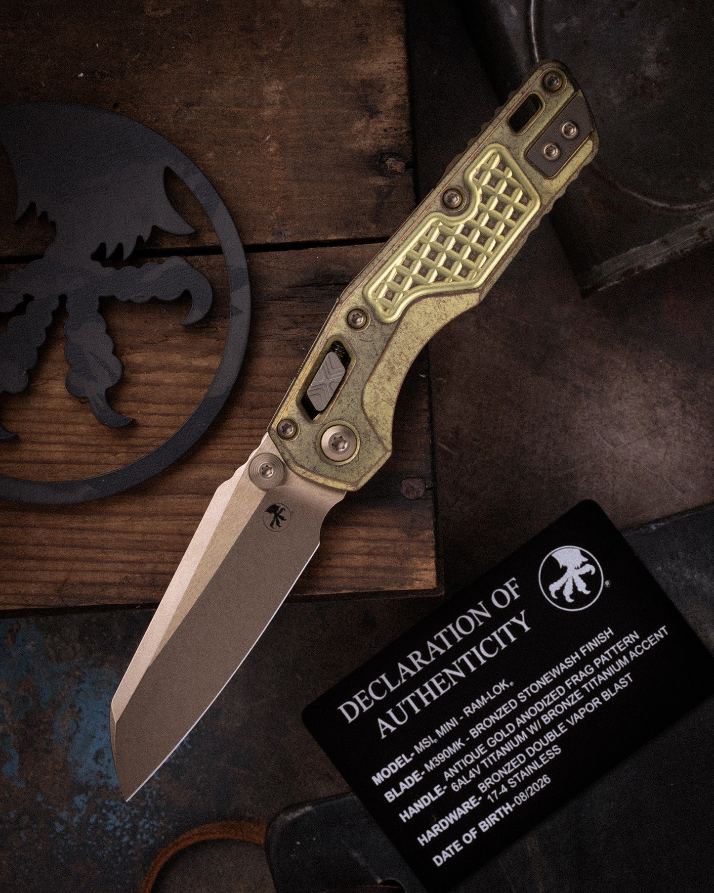 MSI® RAM-LOK® MINI MARFIONE SELECT BRONZED STONEWASH FINISH ANTIQUE GOLD ANODIZED FRAG TITANIUM W/ BRONZE TITANIUM ACCENT DOUBLE VAPOR BLAST STAINLESS (210M-13FRMS4)