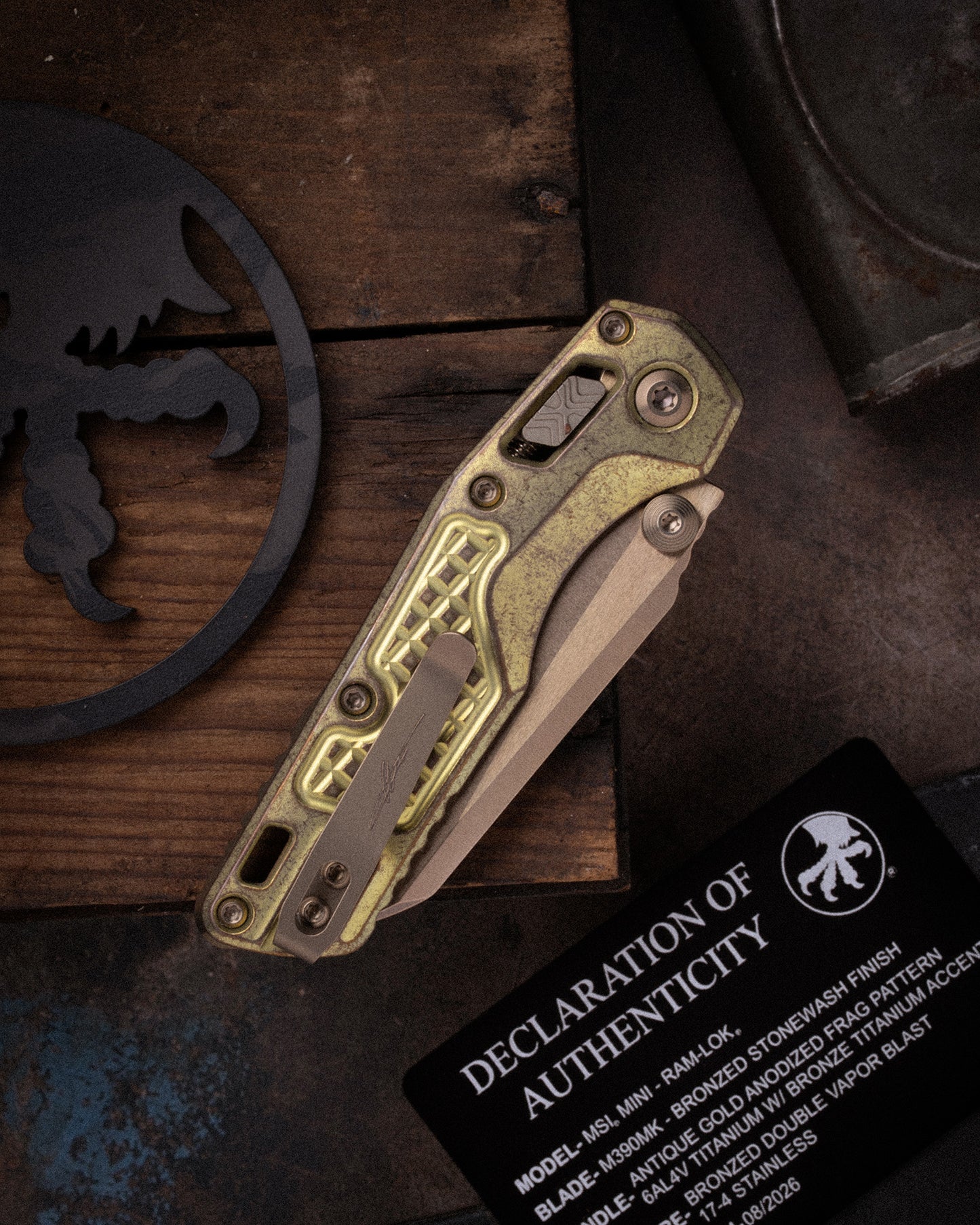 MSI® RAM-LOK® MINI MARFIONE SELECT BRONZED STONEWASH FINISH ANTIQUE GOLD ANODIZED FRAG TITANIUM W/ BRONZE TITANIUM ACCENT DOUBLE VAPOR BLAST STAINLESS (210M-13FRMS4)