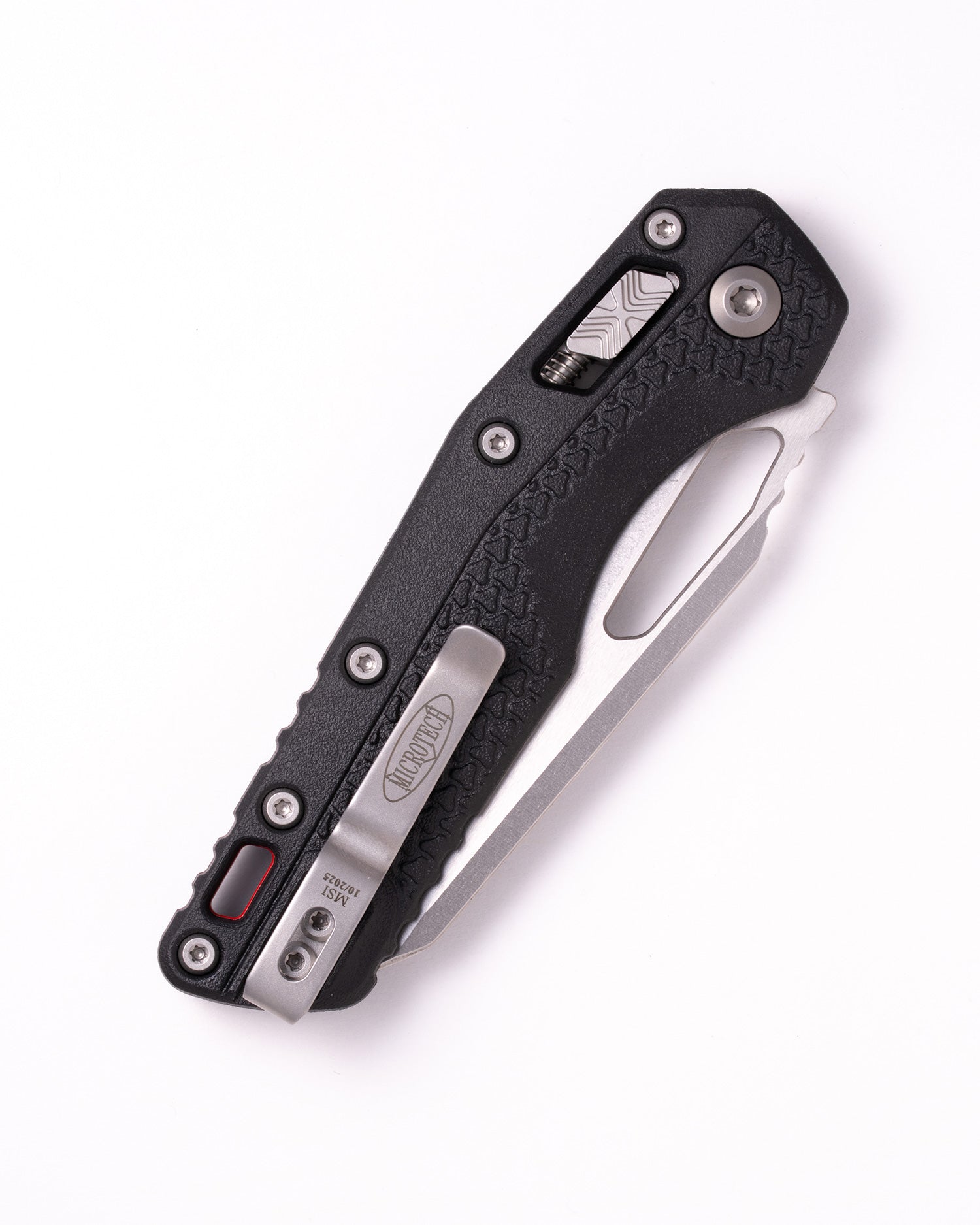 MSI S/E STONEWASHED PART SERRATE TRI-GRIP POLYMER RED BACKSTRAP