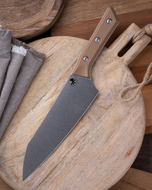 8" Chef Knife Stonewash Standard Coyote Tan G-10 (3000-10CE)