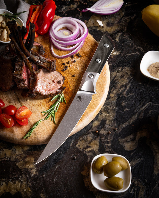 Boning Knife Stonewash Standard Titanium Bolster Black G-10 (3100B-10BK)