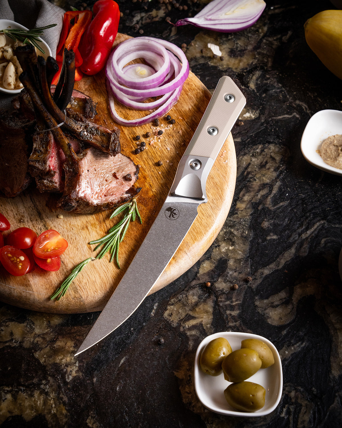 3100b Color Boning Knife Stonewash Standard Titanium Bolster Ivory G-10 (3100B-10I ...