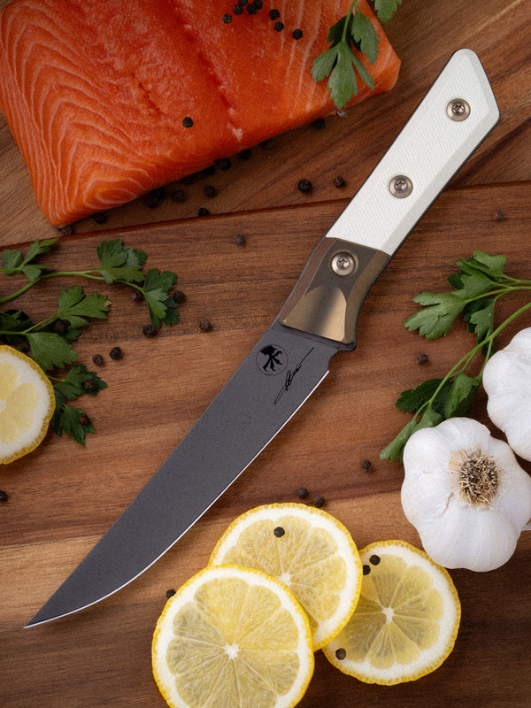 BONING KNIFE DLC STANDARD IVORY W/ TITANIUM BOLSTER (3100B-1DLCIVS)