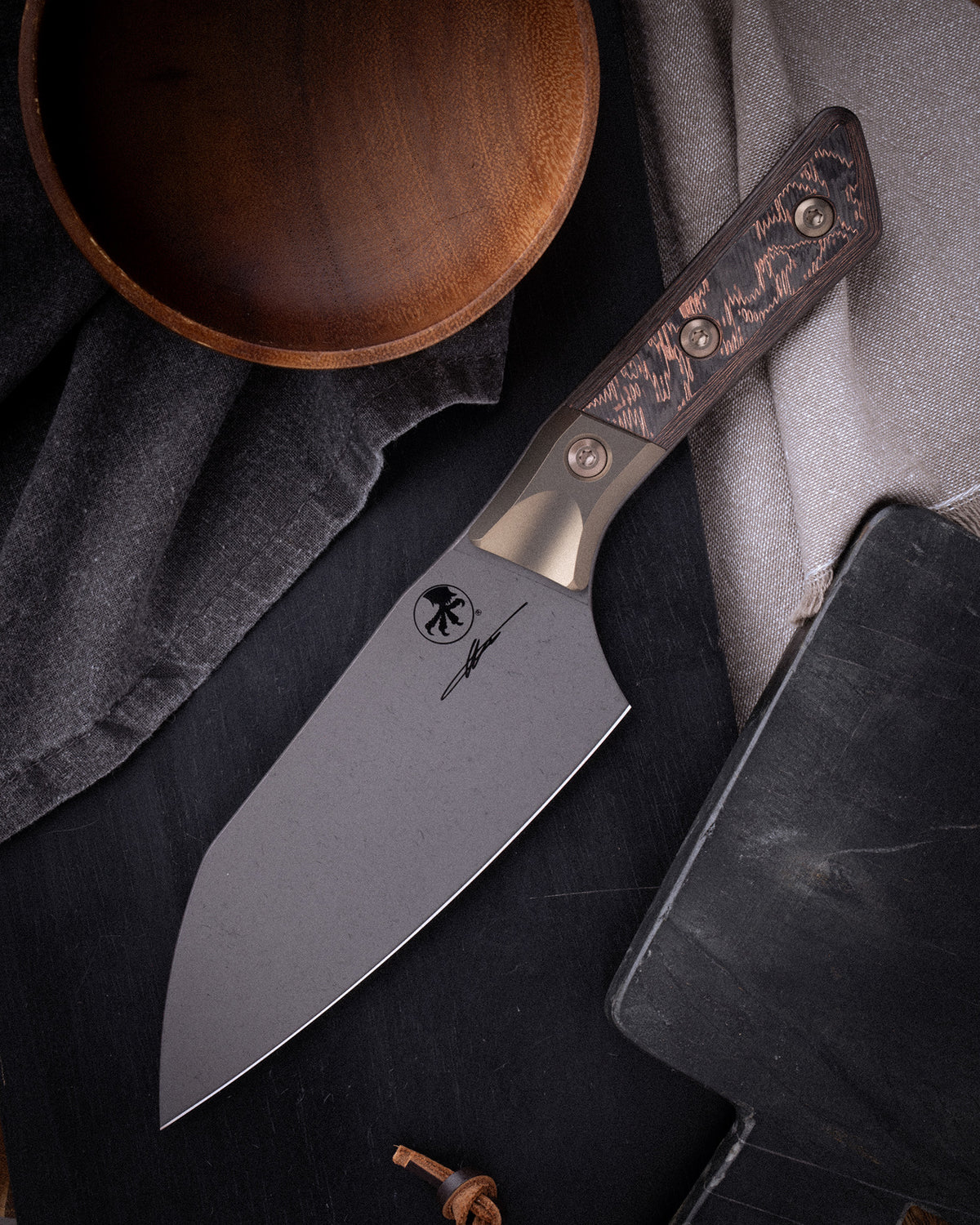 6" SANTOKU KNIFE DLC STANDARD BRONZE TITANIUM BOLSTER LIVE-WIRE CARBON FIBER (3200B-1DLCLWCFS)
