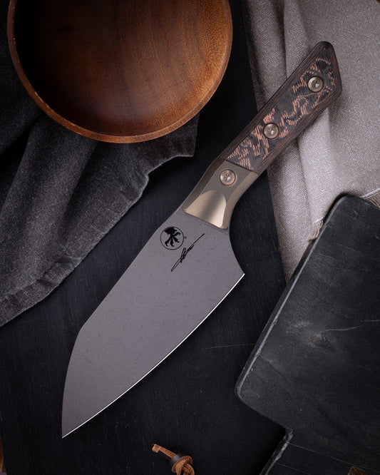 6" SANTOKU KNIFE DLC STANDARD BRONZE TITANIUM BOLSTER LIVE-WIRE CARBON FIBER (3200B-1DLCLWCFS)