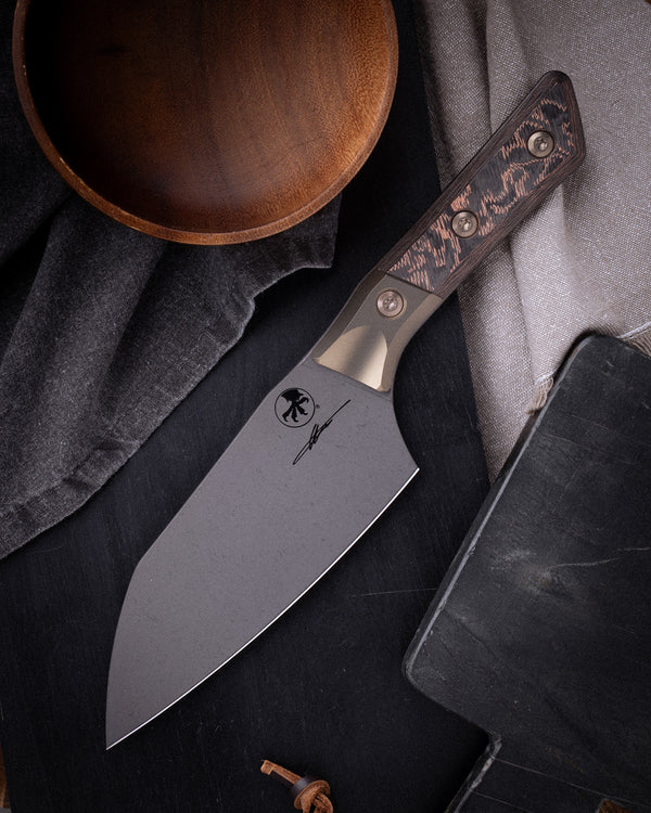 6" SANTOKU KNIFE DLC STANDARD BRONZE TITANIUM BOLSTER LIVE-WIRE CARBON FIBER (3200B-1DLCLWCFS)