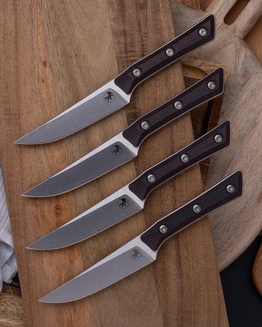 Steak Knife Set (4) Stonewash Standard Black Cherry G-10 (3600-10SETBC)