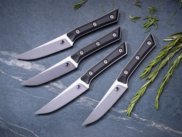 Steak Knife Set (4) Stonewash Standard Black G-10 (3600-10SETBK)