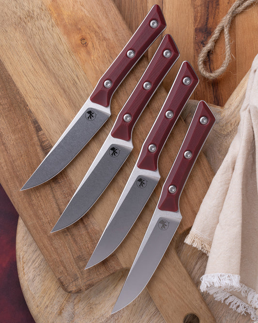 Steak Knife Set (4) Stonewash Standard Merlot G-10 (3600-10SETMR)