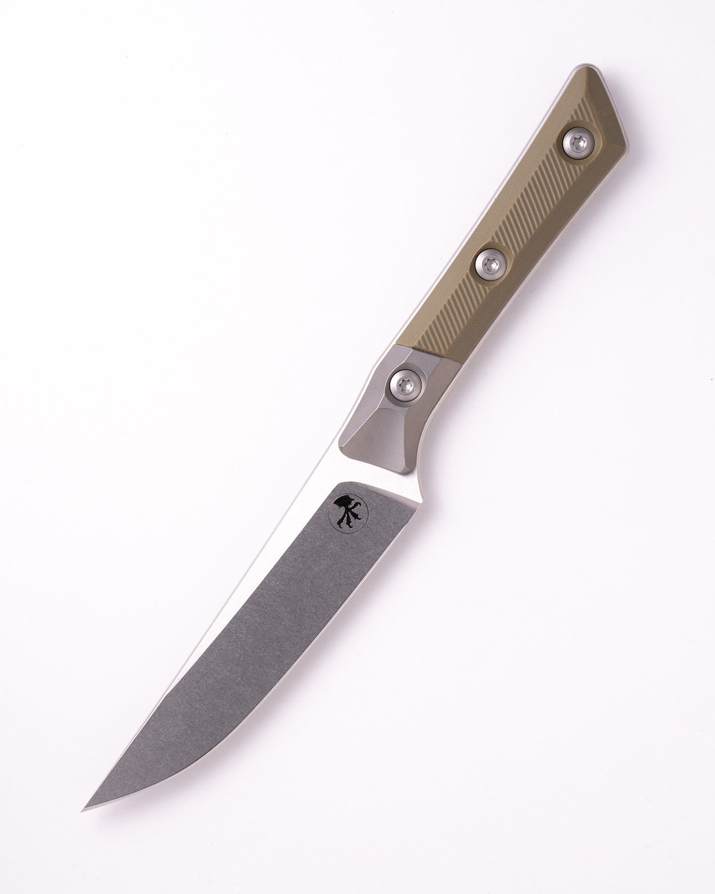 Steak Knife Set (4) Stonewash Standard Titanium Bolster OD Green G-10 (3600B-10SETOD)