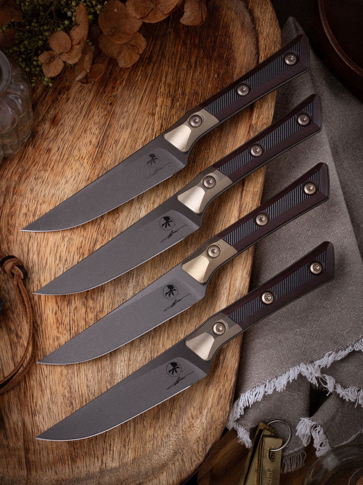Steak Knife Set DLC Standard Titanium Bolster BLACK CHERRY (3600B-1SETDLCBCS)
