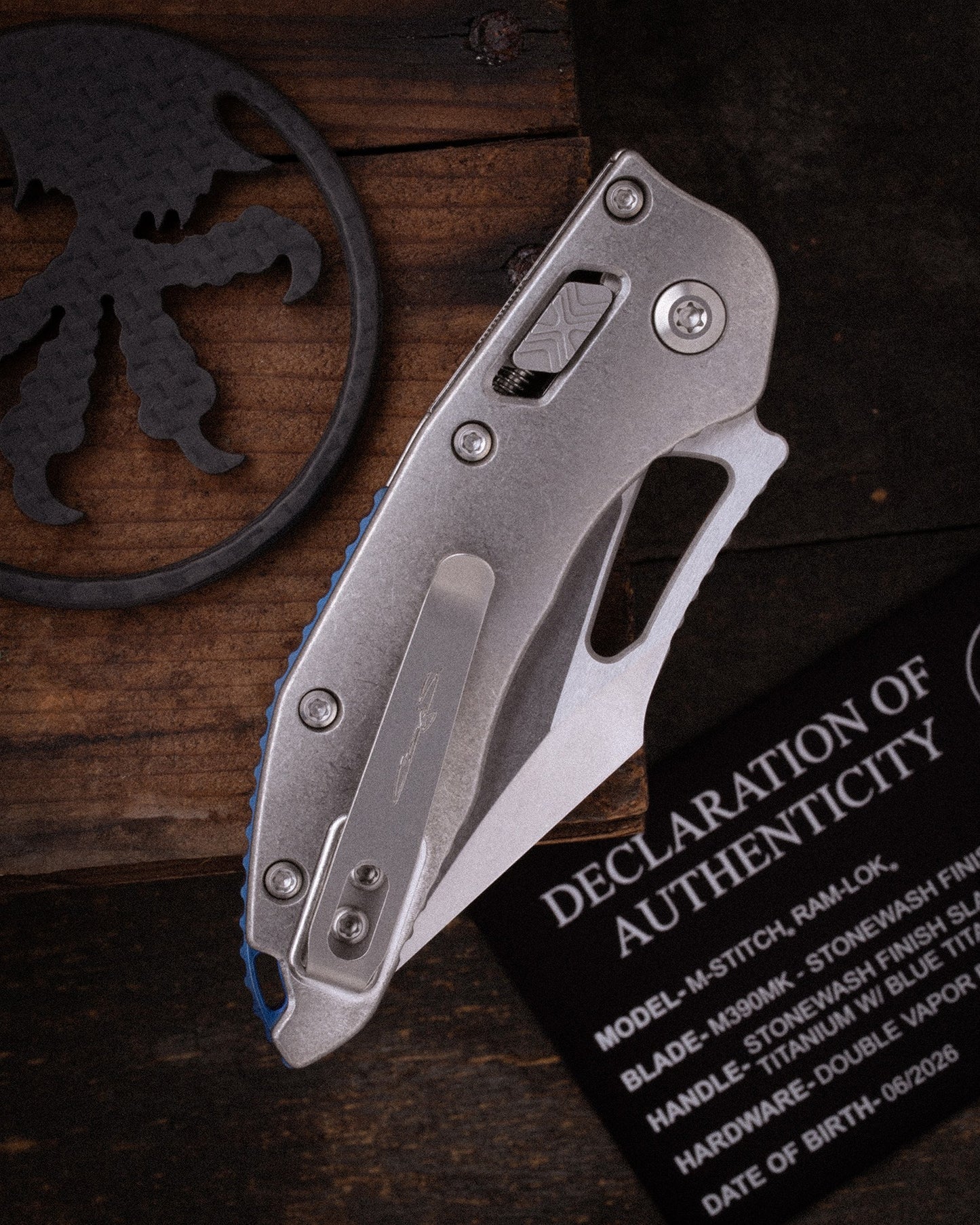 M-Stitch® RAM-LOK® MARFIONE SELECT STONEWASH FINISH SLAB SIDE TITANIUM WITH BLUE TITANIUM ACCENT (169MRL-10MS2)