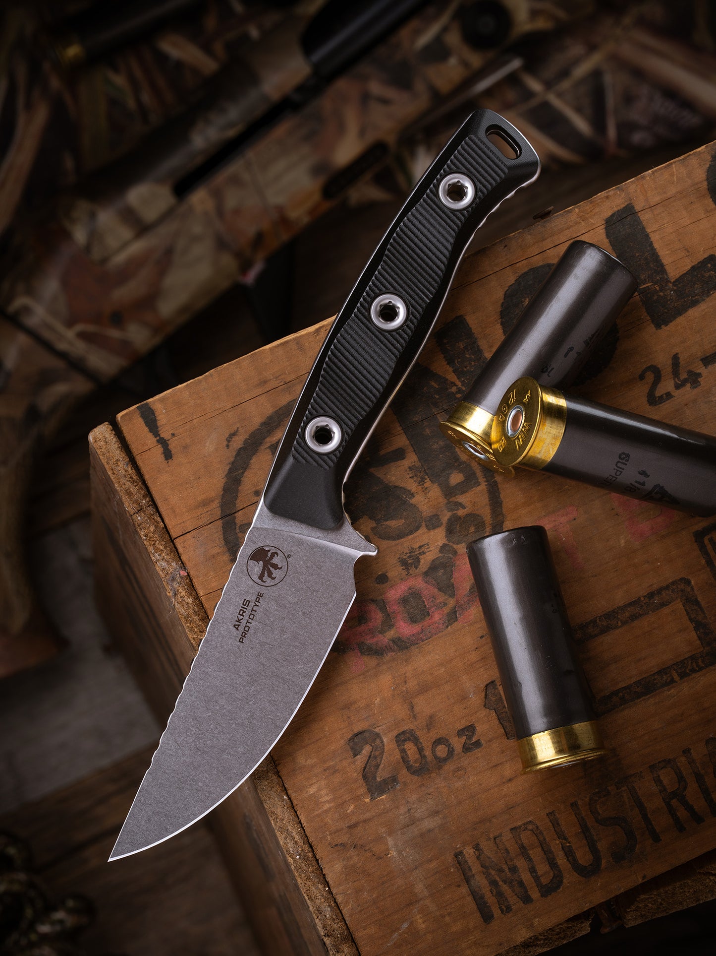 Akris Stonewash Standard G-10 Black with Dark Chocolate Leather Sheath (95-10BK-1)