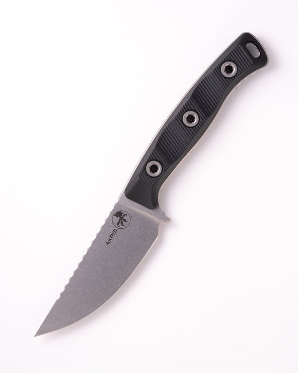 Akris Stonewash Standard G-10 Black with Black Cherry Leather Sheath (95-10BK-3)