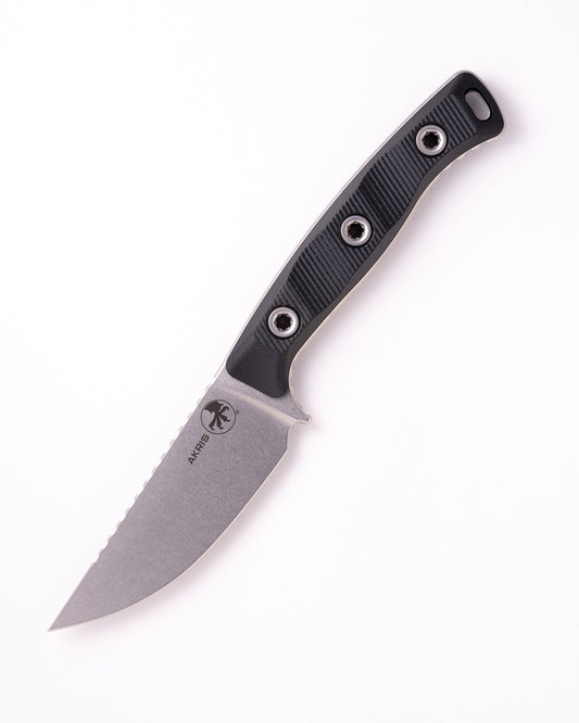 Akris Stonewash Standard G-10 Black with Natural Leather Sheath (95-10BK-4)