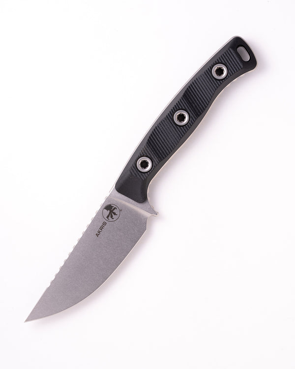 Akris Stonewash Standard G-10 Black with Natural Leather Sheath (95-10BK-4)