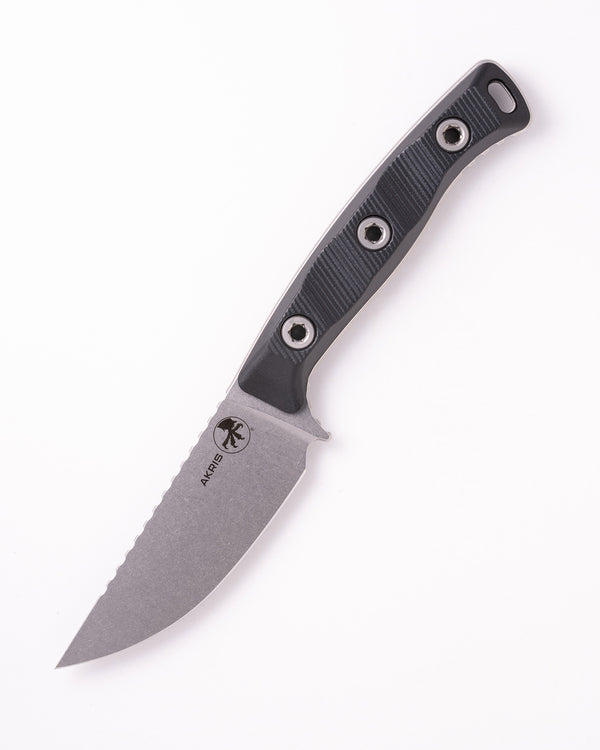 Akris Stonewash Standard G-10 Black with Black Kydex Sheath (95-10BK-5)