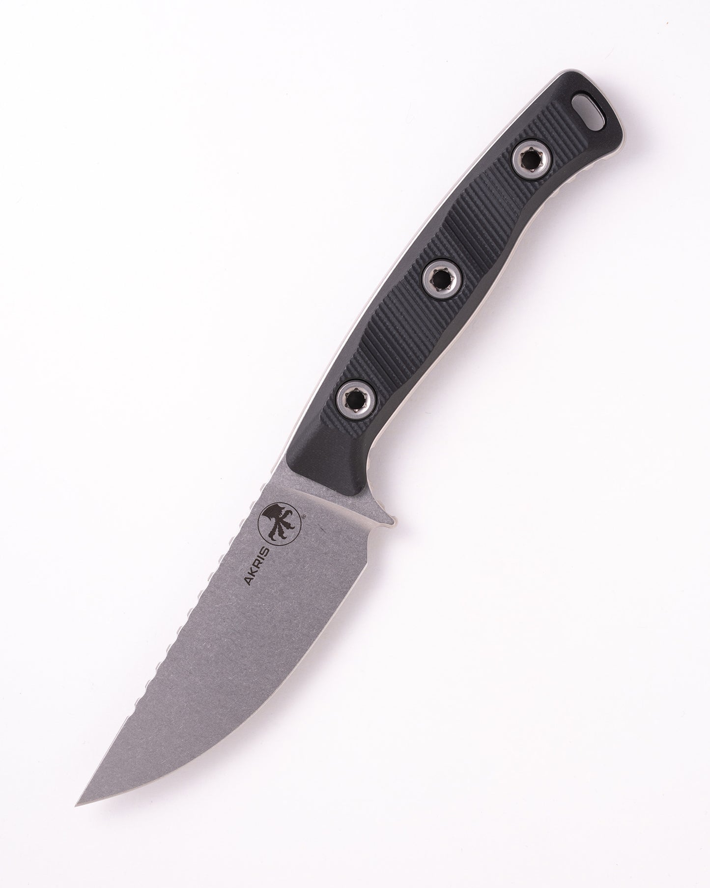 Akris Stonewash Standard G-10 Black with Tan Kydex Sheath with Belt Loop (95-10BK-6)