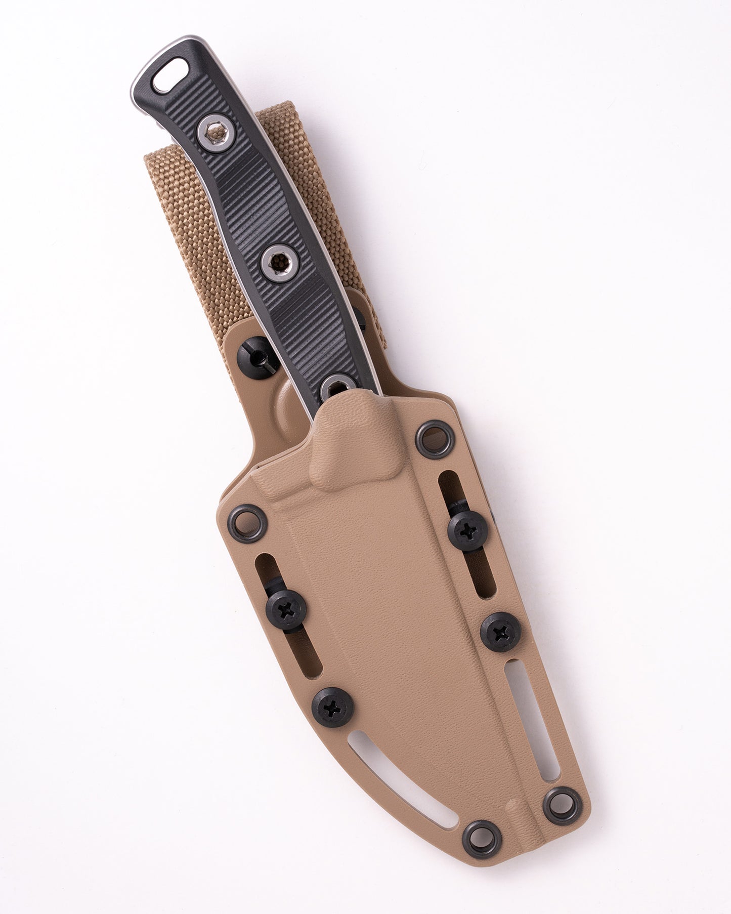 Akris Stonewash Standard G-10 Black with Tan Kydex Sheath with Belt Loop (95-10BK-6)