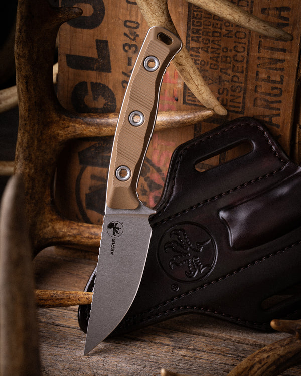 Akris Stonewash Standard G-10 Dark Earth with Dark Chocolate Leather Sheath (95-10DE-1)