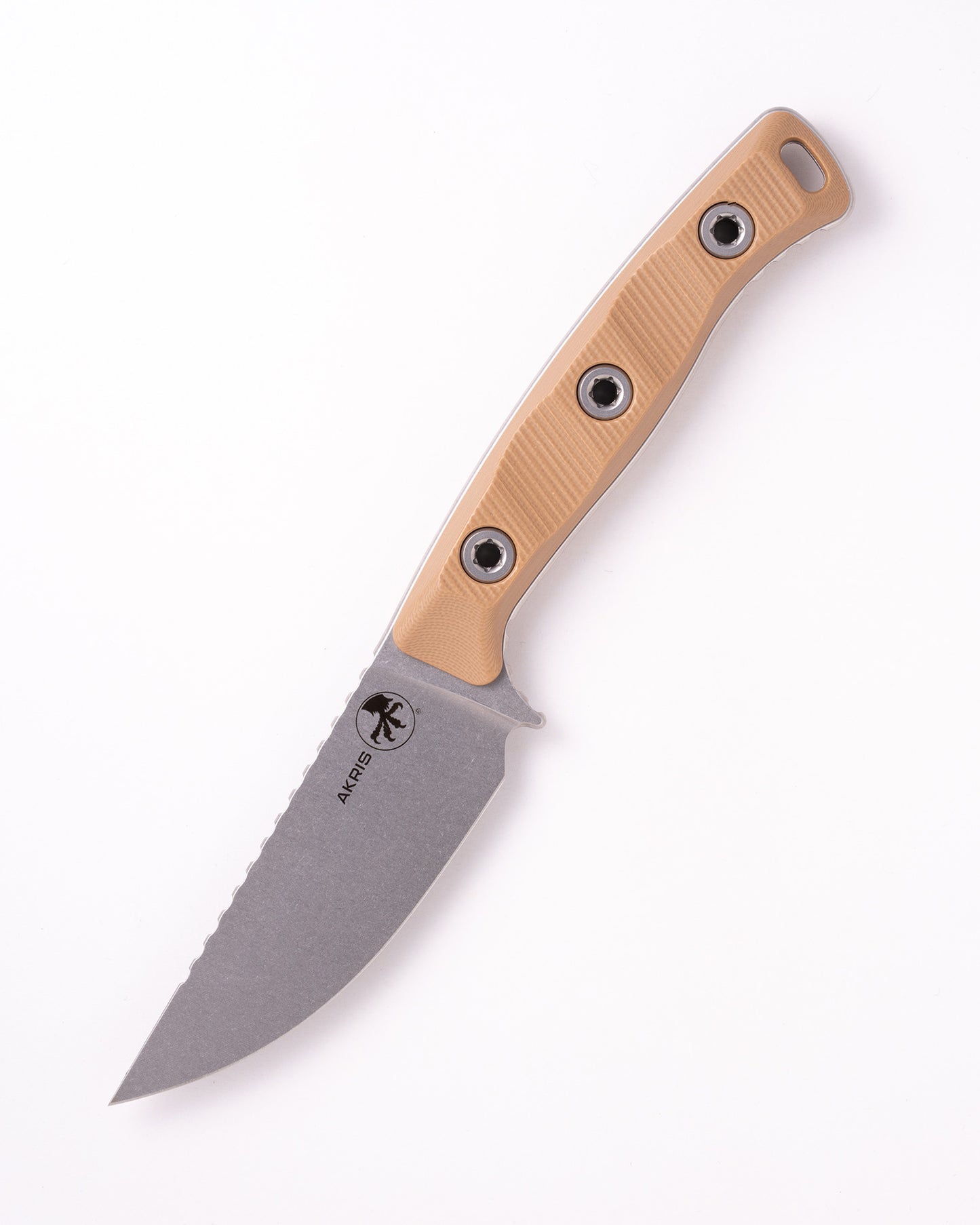 Akris Stonewash Standard G-10 Dark Earth with Tan Kydex Sheath with Belt Loop (95-10DE-6)