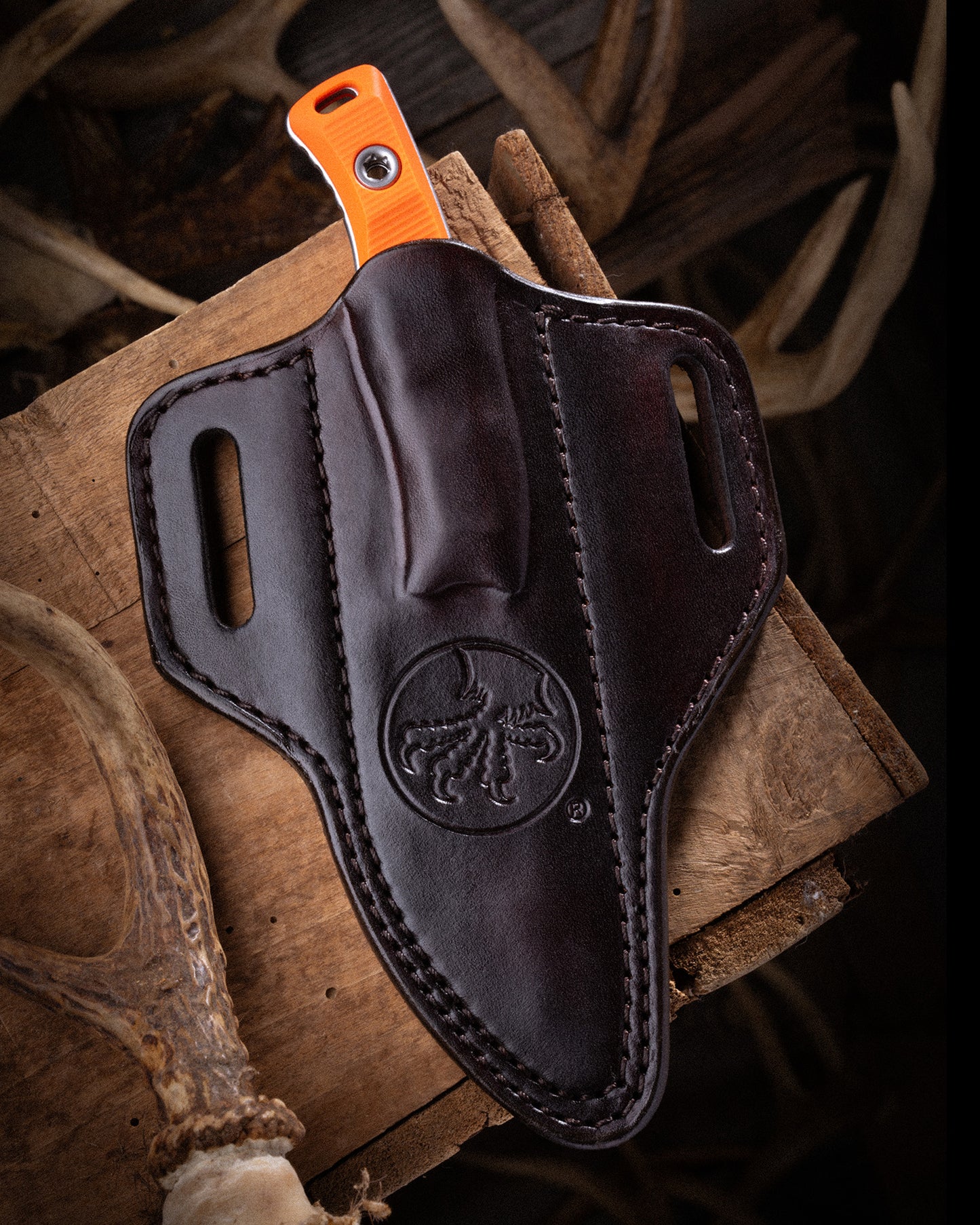 Akris Stonewash Standard G-10 Ember with Dark Chocolate Leather Sheath (95-10EM-1)