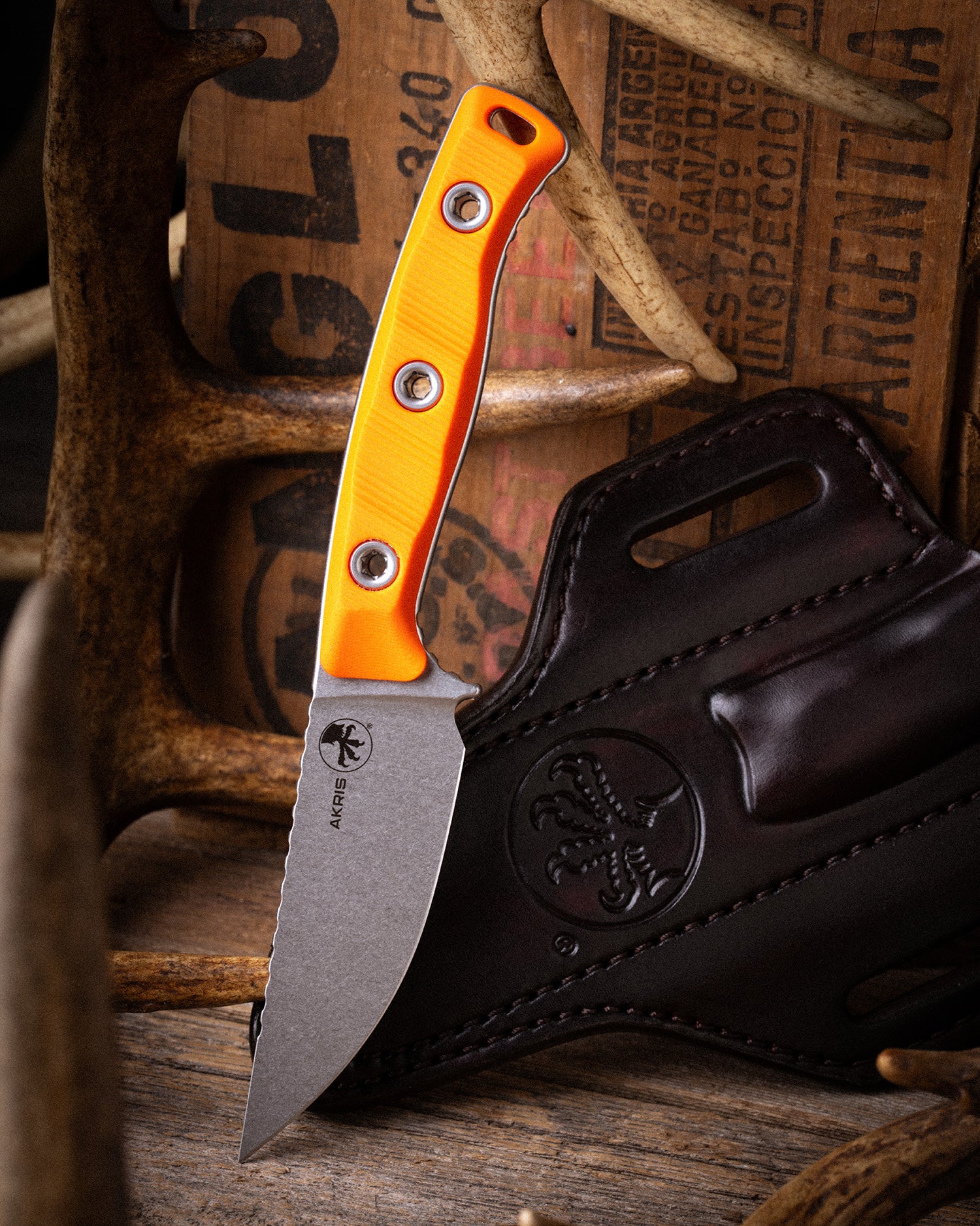 Akris Stonewash Standard G-10 Ember with Dark Chocolate Leather