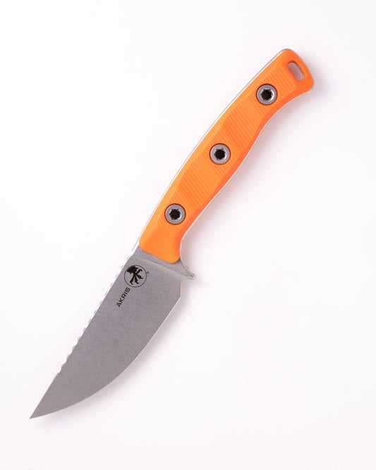 Akris Stonewash Standard G-10 Ember with Black Leather Sheath (95-10EM-2)
