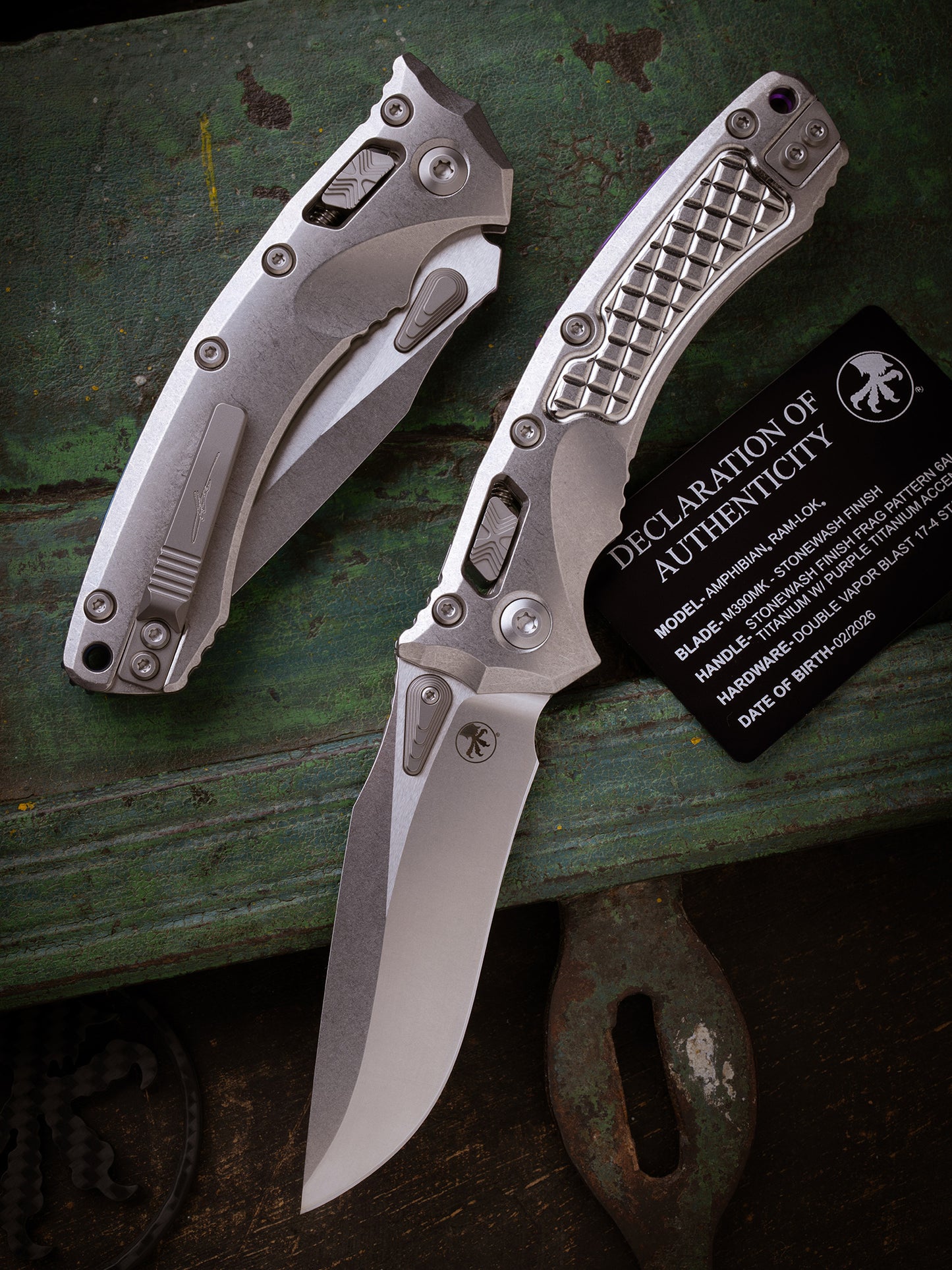 Amphibian® - RAM-LOK™ STD STONEWASH FINISH FRAG PATTERN 6AL4V TITANIUM W/ PURPLE TITANIUM ACCENT DOUBLE VAPOR BLAST (137RL-10FRMS3)