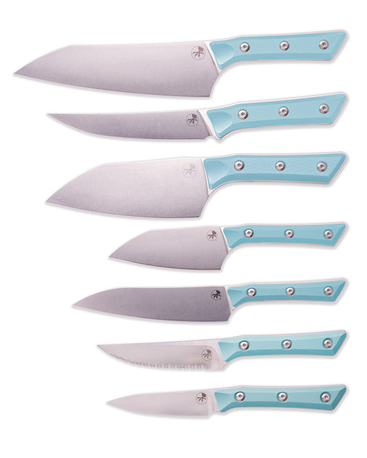 FULL KITCHEN CUTLERY SET - STONEWASH STANDARD CARIBBEAN BLUE G-10 (3700-10SETCA)