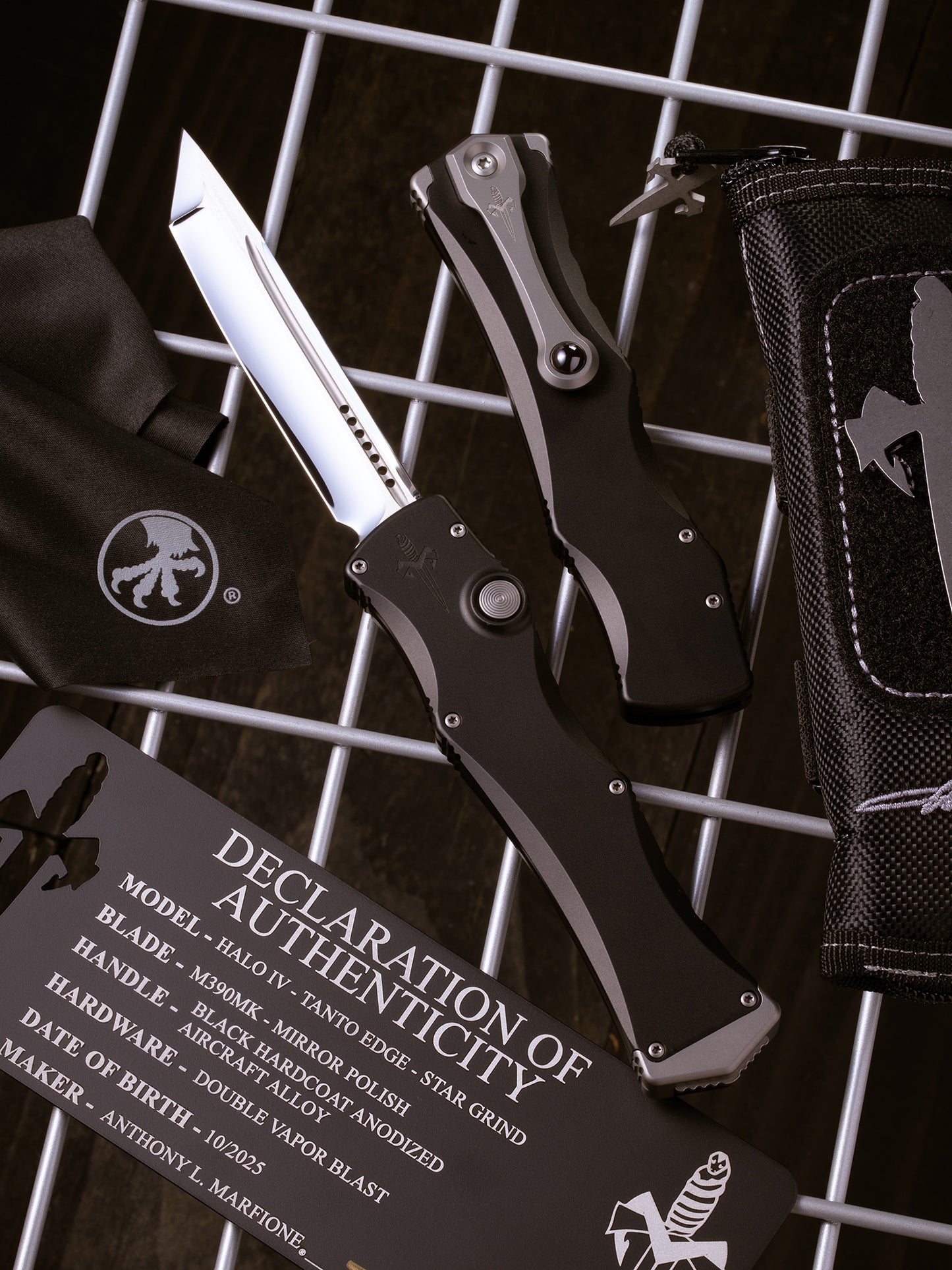 HALO IV TANTO EDGE- STAR GRIND MIRROR POLISH BLACK HARDCOAT ANODIZED ALLOY DOUBLE VAPOR BLAST MADE IN USA