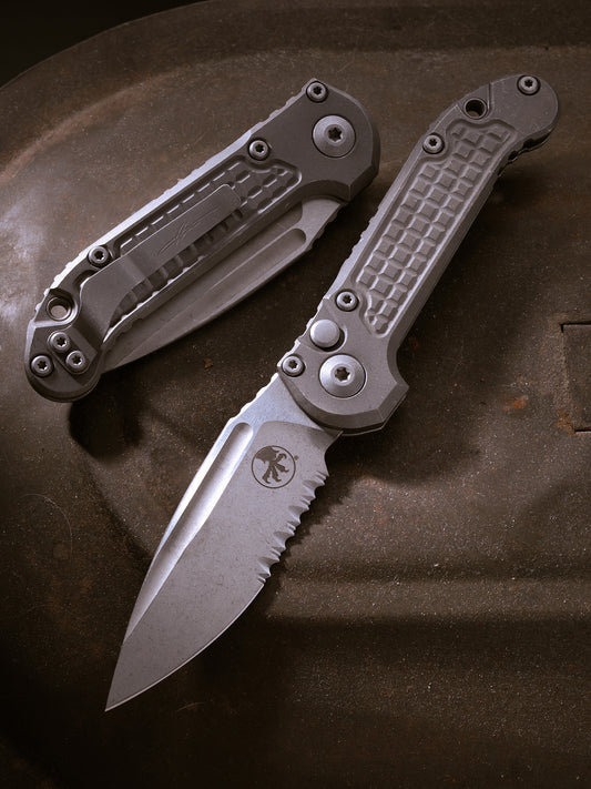LUDT CLIP POINT MARFIONE SELECT APOCALYPTIC FRAG TITANIUM W/ APOCALYPTIC TITANIUM ACCENT HARDWARE PART SERRATE