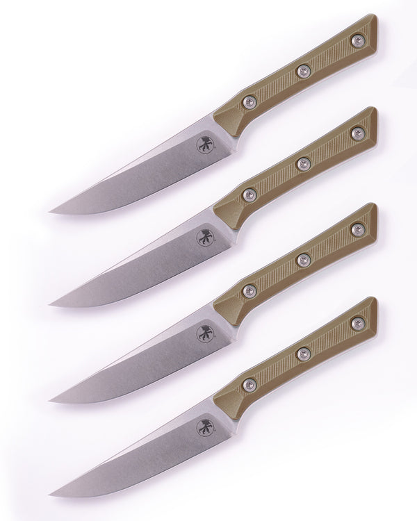Steak Knife Set (4) Stonewash Standard OD Green G-10 (3600-10SETOD)