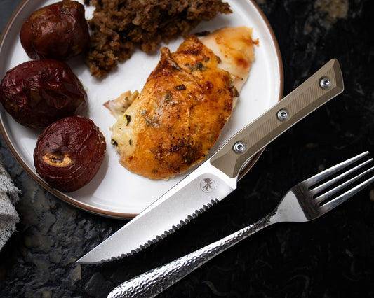 Steak Knife Set (4) Stonewash Full Serrate OD Green G-10 (3600-12SETOD)